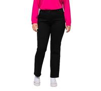 Ulla Popken Donna Utility Mandy, Gamba Larga, Dritta, Tasca Cargo Jeans, Nero, 50