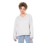 Ulla Popken Felpa 2 in 1, Scollo a V, Manica Lunga Grigio Chiaro mélange 42+ 835016134-42+