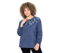 Ulla Popken Felpa con Paillettes, Scollo a Girocollo e Maniche Lunghe Blu Inchiostro 46+ 832564740-46+