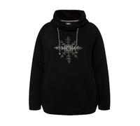Ulla Popken Felpa con Strass Ice Star Felpe, Nero, 56-58 Donna