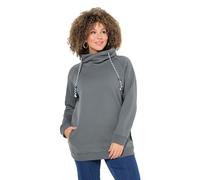 Ulla Popken Felpa da Donna Taglie Forti, con Colletto Alto, Tasche, Maniche Lunghe Raglan, Nero, 48