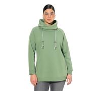 Ulla Popken Sweatshirt, Weiter Stehkragen, Taschen, Raglan-Langarm Maglia di Tuta, Verde, 42-44 Donna