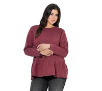 Ulla Popken Felpa dal Taglio Svasato con Orlo con Volant, Scollo a Girocollo e Maniche Lunghe Rosso Ciliegia Scuro 46+ 842257349-46+