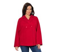 Ulla Popken Giacca a Doppio Petto dal Taglio Svasato in Pile con Revers e Maniche Lunghe Salsa 46+ 846021530-46+