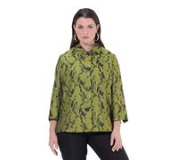 Ulla Popken Giacca dal Taglio Svasato con Jacquard, Collo da Camicia e Maniche Lunghe Sorbetto al Lime 58+ 848062410-58+