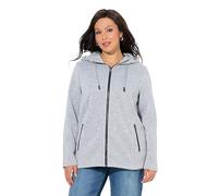 Ulla Popken Giacca di Maglia e Pile con Cappuccio e Tasche con Zip Grigio Chiaro mélange 50+ 814634134-50+