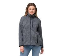Ulla Popken Giacca di Maglia e Pile con Design a Rombi, Collo Alto e Tasche con Zip Blu Notte Scuro 58+ 832210130-58+