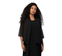 Ulla Popken Giacca in Chiffon, Oversize, Collo Sciallato, Maniche a 3/4 Interni, Nero, 60/62 Donna