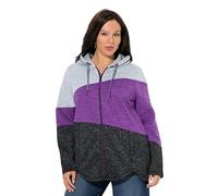 Ulla Popken Giacca in Maglia e Pile con Color Blocking, Cappuccio e Zip Viola 46+ 835951824-46+