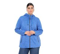 Ulla Popken Giacca in pile da donna, con cappuccio, chiusura lampo, Blu pavone, 46-48