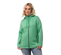 Ulla Popken Giacca in pile da donna, con cappuccio, chiusura lampo, verde, 58-60