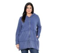 Ulla Popken Giacchetta dal Taglio Lungo e Svasato con Stile Vintage e Cappuccio Blu Ardesia Chiaro 54+ 834612722-54+