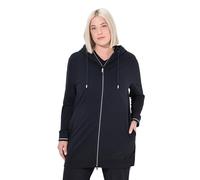 Ulla Popken Giacchetta dal Taglio Oversize in Felpa con pistagna, Cappuccio e Zip a cursore Doppio Nero 58+ 842791100-58+