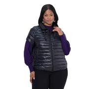 Ulla Popken Gilet trapuntato con collo alto, bottoni automatici ai lati e maniche ad aletta nero 46+ 817370100-46+