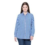 Ulla Popken Hemdbluse, Karo, Hemdkragen, Langarm, Krempelriegel Vestito, Blu Royal, 52 Donna