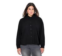 Ulla Popken Hemdbluse, Oversized, Hemdkragen, Langarm Camicette, Nero, 60/62 IT Donna