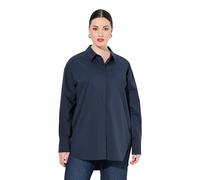 Ulla Popken Hemdbluse, Perlmuttknöpfe, Oversized, Hemdkragen, Langarm Camicia da Donna, Blu Marino, 48/50 IT