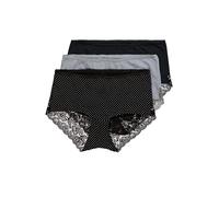 Ulla Popken Hipster, 3er-Pack, Spitzen-einsatz Mutande da Uomo, Nero, 52-54 Donna