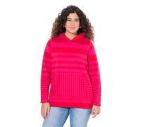 Ulla Popken Hoodie, Gestreift mit Känguru-Tasche Felpa con Cappuccio a Righe con Tasca a Marsupio, Litchi, 54-56 Große Größen Donna