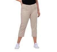 Ulla Popken Hose Mony, wadenlang, Zipptaschen, Stretch Pantaloni, Kitt, 42W / 32L Donna