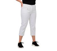 Ulla Popken Hose Mony, wadenlang, Zipptaschen, Stretch Pantaloni, Schneeweiß, 45W / 32L Donna