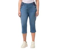 Ulla Popken Jeans Capri con Elastico in Vita, Sienna, Blu Denim, 48 Donna
