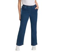 Ulla Popken Jeans Modello Mary con Taglio Ampio e Dritto a Cinque Tasche e Cintura Elastica Dark Blue Denim 56 725331903-56