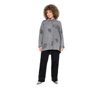 Ulla Popken Jeansbluse, Herzen, Hemdkragen, Langarm, Lyocellmix Camicia Jeans, Denim Grigio Chiaro, 60/62 IT Donna