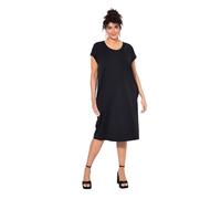 Ulla Popken Jerseykleid, Detail Am Ausschnitt Abito in Jersey, Dettaglio Hotfix sulla Scollatura, Nero, 64-66 Donna