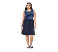 Ulla Popken Jerseykleid mit Gestreiftem Abito in Jersey con Top a Righe, Blu Marino, 60-62 Donna