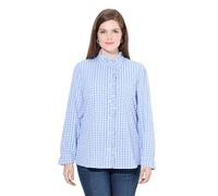 Ulla Popken Karobluse Stehkragen Rüschen T-Shirt, Celeste, 56/58 IT Donna