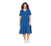 Ulla Popken Kleid mit Asymmetrischer Volants Abito con Balze Asimmetriche, Blu Pavone, 54-56 Donna