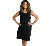 Ulla Popken Kleid, Wellenkanten, A-Linie, Feinripp, Biobaumwolle Vestito, Schwarz, 64-66 Donna