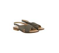 Ulla Popken Ledersandalen, Elastische Fersenriemen, Weite H, Sandali Donna, Verde Oliva/Grigio, 44 EU Larga