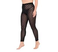 Ulla Popken Leggings a rete, mesh, stampa cuore flock nero 54+ 837095100-54+