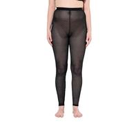Ulla Popken Leggings, Diamant-Spitze, Leicht Transparent, Pizzo, Nero, 50-52 Donna