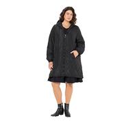 Ulla Popken Leichtstepp-Mantel, Wasserabweisend, 2-Wege-Zipper Cappotti, Nero, 48 Donna