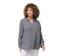 Ulla Popken Leinenbluse Camicette, Marineblau Meliert, 48-50 Donna
