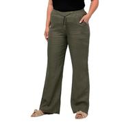 Ulla Popken Leinenhose Pantaloni, Lodengrün, 40W x 32L Donna