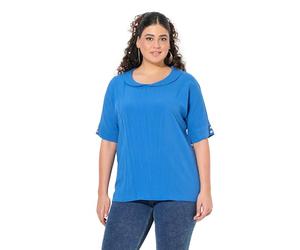 Ulla Popken Leinenmix-Bluse mit Schalkragen Camicia in Misto Lino con Collo Sciallato, Blu Petrolio, 52/54 IT Donna
