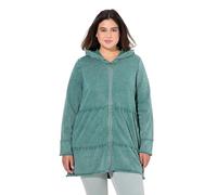 Ulla Popken Long-hoodiejacke, Vintage-Look, A-Linie, Kapuze Maglia di Tuta, Verde, 52-54 Donna