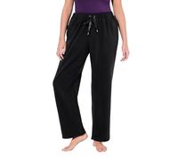 Ulla Popken Loungewear-fleecehose, Gerades Bein, Elastikbund Pantaloni, Nero, 36W x 32L Donna