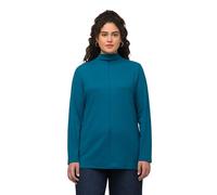 Ulla Popken Maglia a Costine con Collo Alto, Slim T-Shirt, Blu Oceano, 56-58 Donna
