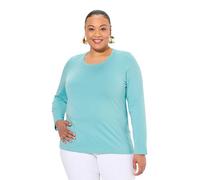Ulla Popken Shirt, Slim, Rundhalsausschnitt, Langarm T, Verde Menta, 56/58 IT Donna