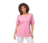 Ulla Popken Maglia Aderente con Davanti Doppio, Scollo a Girocollo e Mezze Maniche Rosa Chiaro 50+ 810528806-50+