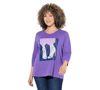 Ulla Popken Maglia Classica con Scarpe, Scollo a Girocollo e Maniche a 3/4 Viola 46+ 841662830-46+