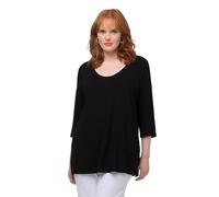 Ulla Popken Maglietta Manica a 3/4 T-Shirt, Nero, 64-66 Donna