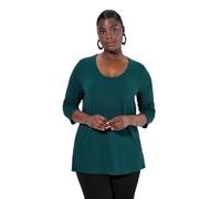 Ulla Popken Maglia con Ampio Scollo a Girocollo e Maniche a 3/4 Verde Intenso 58+ 820859759-58+