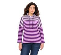 Ulla Popken Maglia con Mix di Righe, Collo Alto, Maniche Lunghe e Orlo più Lungo sul Retro Viola Scuro 58+ 834114835-58+