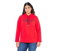 Ulla Popken Hoodie, True, Kapuze, Kordel, Taschen, Langarm Felpe, Neon Rosso, 42-44 Donna
